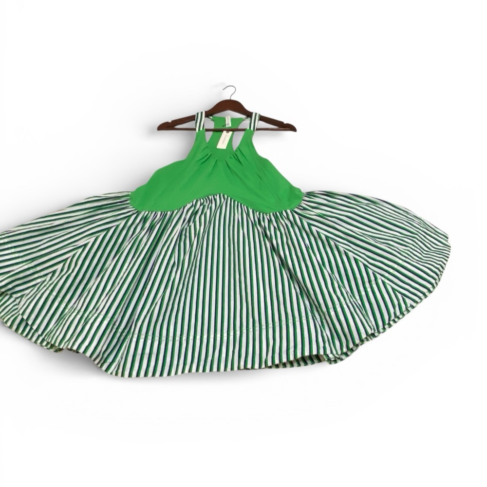 NWT Anthropologie Green and White Striped Dress XXS - Picture 6 of 7